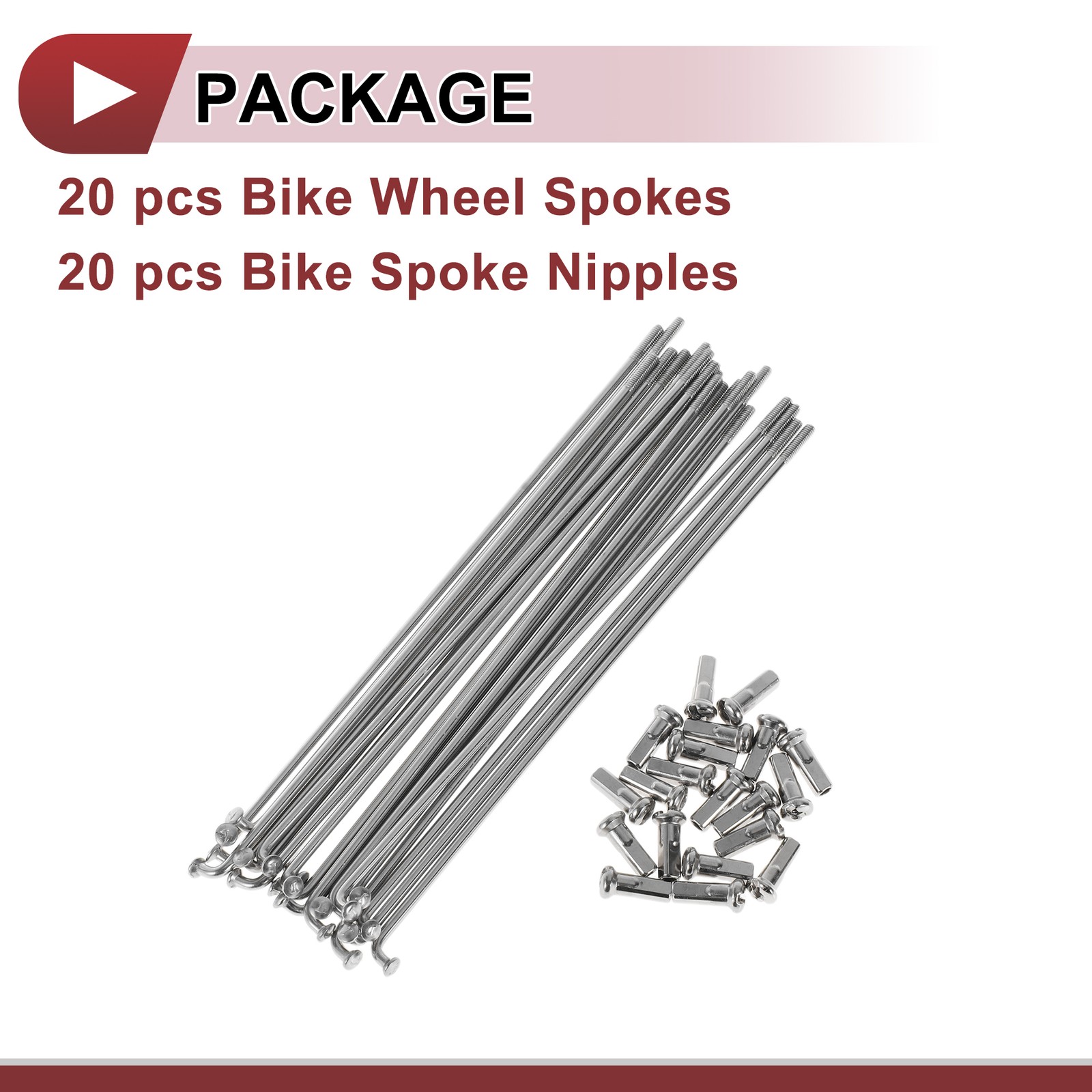 20Set 13G Bicycle Spokes 139mm Bike Wheel Spokes 304 Stainless Steel Silver Tone