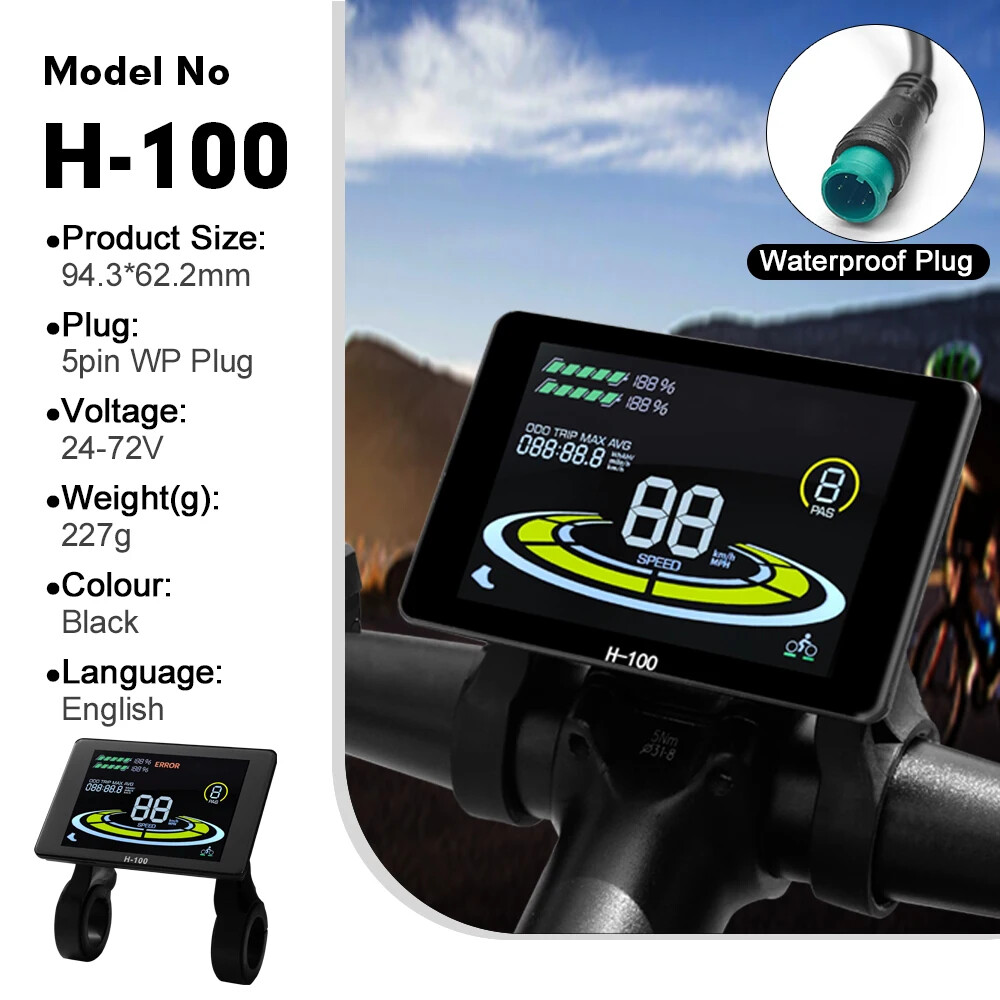 E-bike Display 24V 36V 48V 52V 60V 72V E-bike Colour SM/Waterproof Plug Display