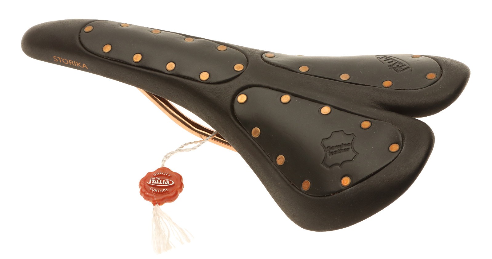 Selle Italia Storika Saddle Ti Alloy Rail Black Leather Copper Rivet NOS NIB NEW