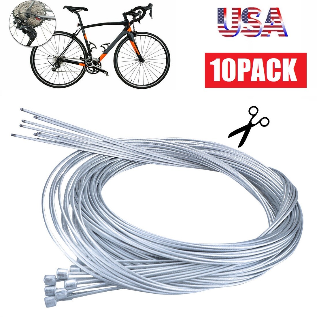 10× Bicycle Shift/Brake Shifter Derailleur Gear Stainless Steel Inner Cable Wire