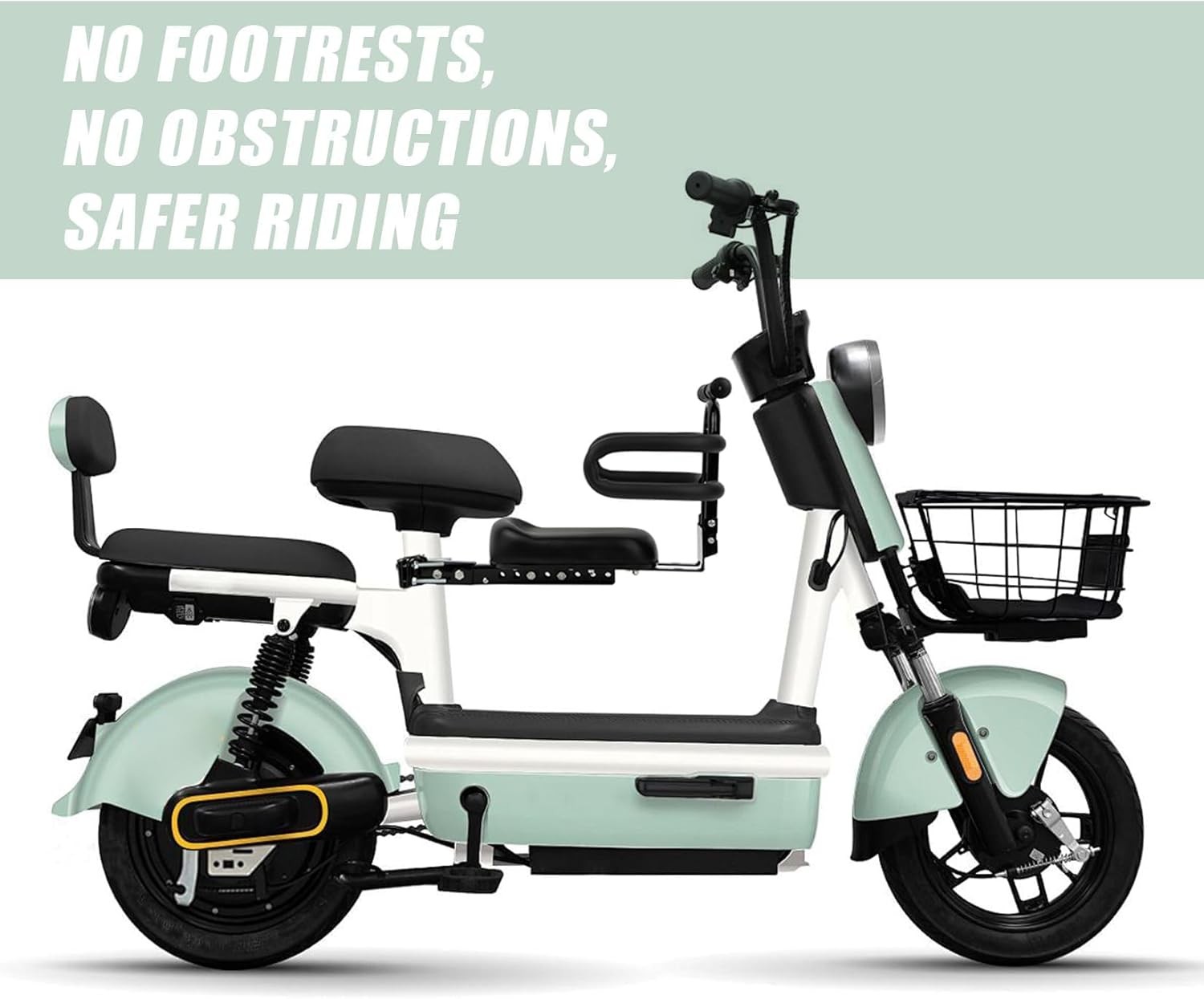 Tandem Bike Seat for Adult Bike & Electric Scooter Adjustable 35mm-65mm Inner
