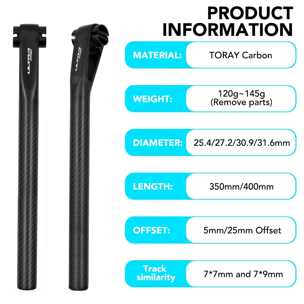 Offset 5/25MM Carbon MTB Seatpost 25.4/27.2/30.9/31.6MM Road Bicycle Seat Tube