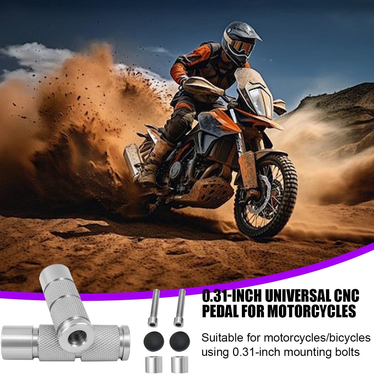 Motorcycle Foot Pegs Aluminum M8 CNC Motorbike Pedals Footrests Motorcycle
