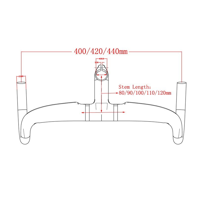 400/420/440mm Full Carbon Fiber Road Bicycle Integrated Handlebar with Stem