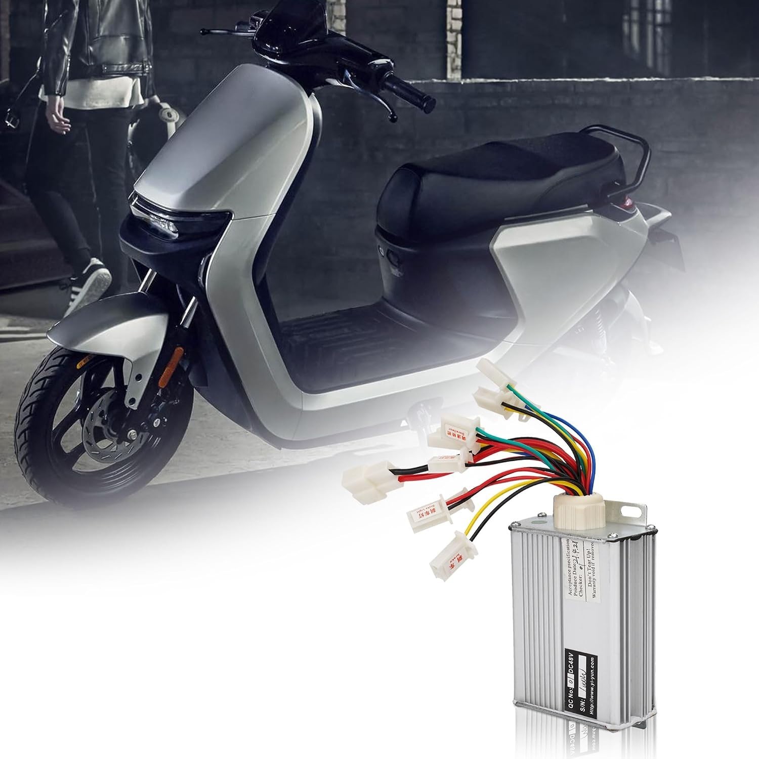 Brushed Motor Controller 48V 1000W with White Battery Connection for Scooters