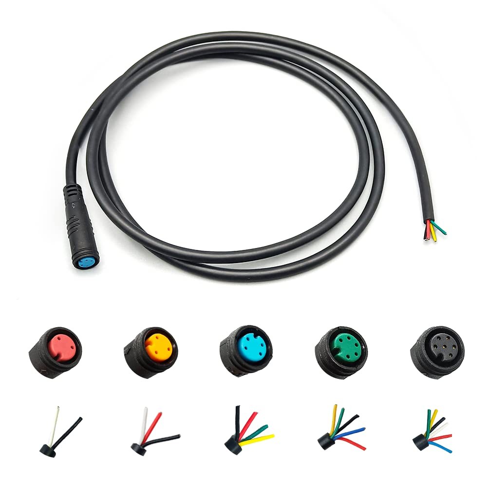Ebike Cable Extension – Female & Male 2-6 Pin Waterproof Plug for Electric Bi…