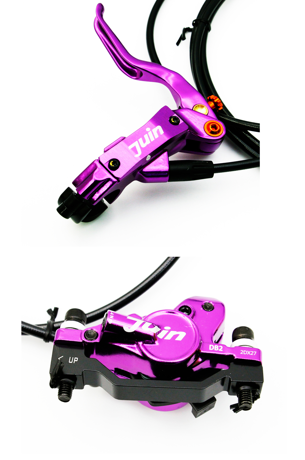 Purple Juin Tech DB2 Mountain Biking Hydraulic Disc Brake Set F/R w/ Rotors
