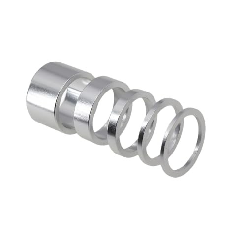 5 Pieces Bike Headset Alu Spacer Bicycle 25.4mm 1 Inch 1 20 10 5 3 2 mm, Silver