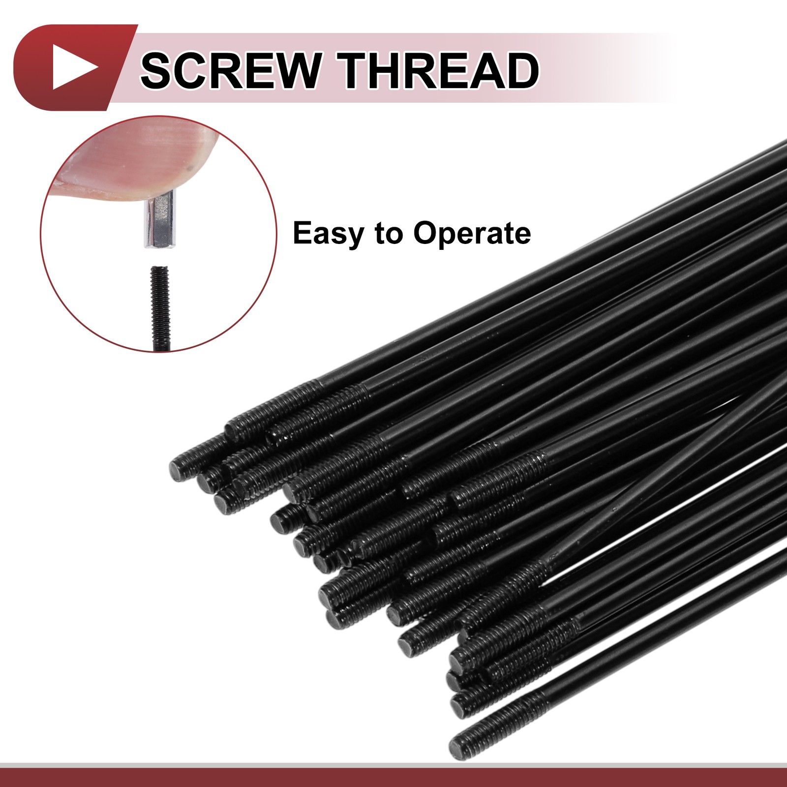 38 Set 14G Bicycle Spokes 168mm Bike Wheel Spokes Carbon Steel Black