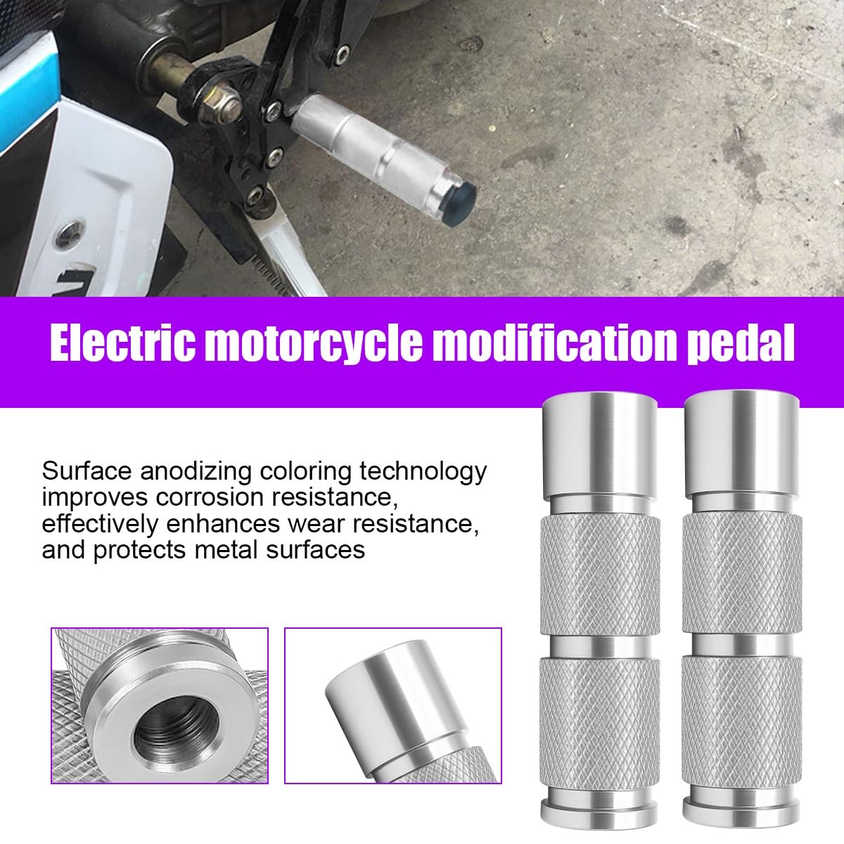 Motorcycle Foot Pegs Aluminum M8 CNC Motorbike Pedals Footrests Motorcycle