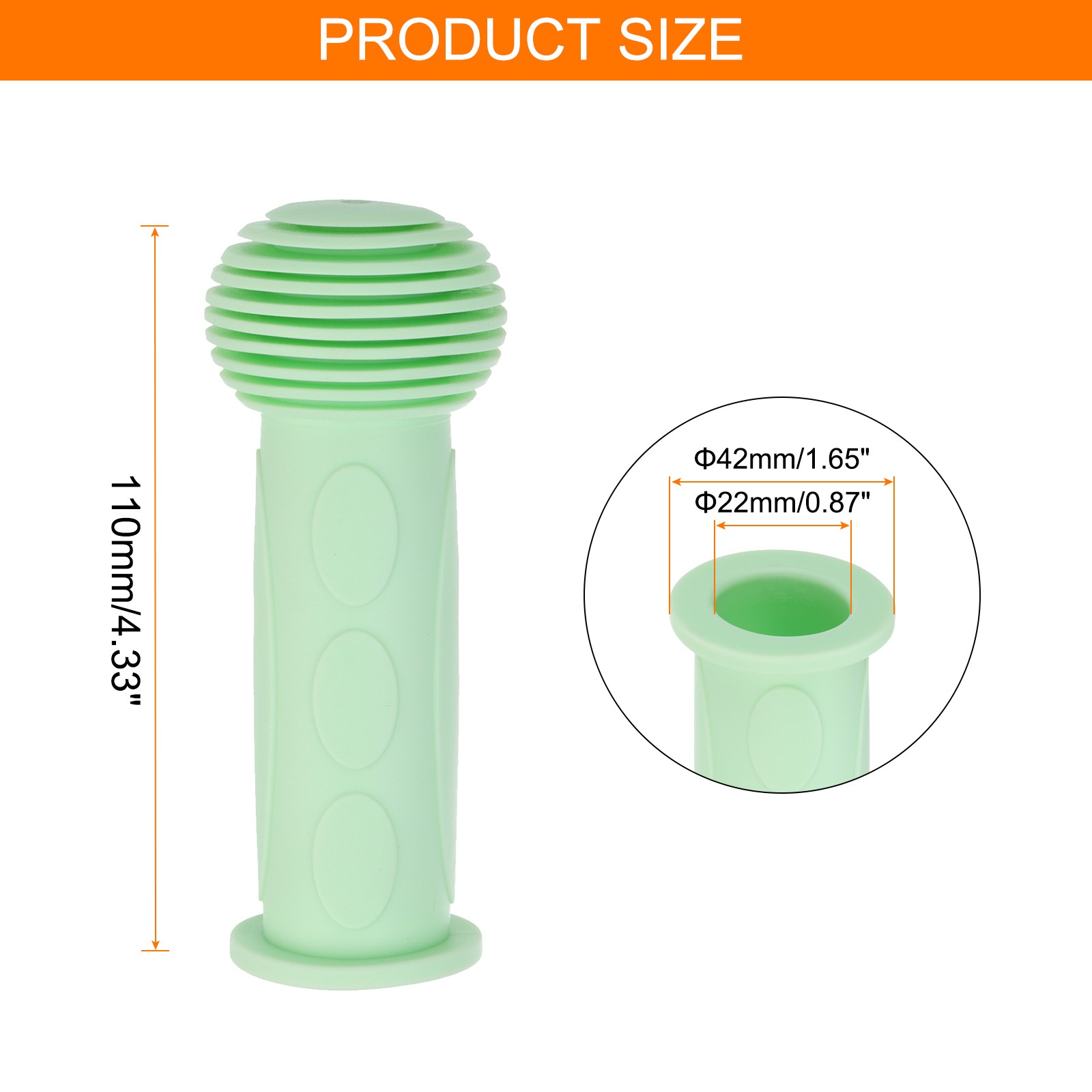 2pcs Bike Handlebar Grips 4.33″ Non-Slip Rubber Mushroom Grips Fit 7/8″,Green