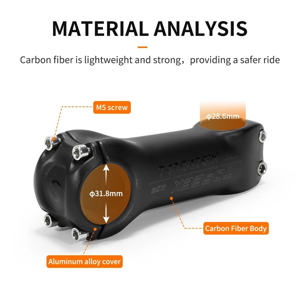TOSEEK Carbon Stem 6°/17° MTB Mountain Road Bicycle Handlebar Stem 31.8*70-130mm