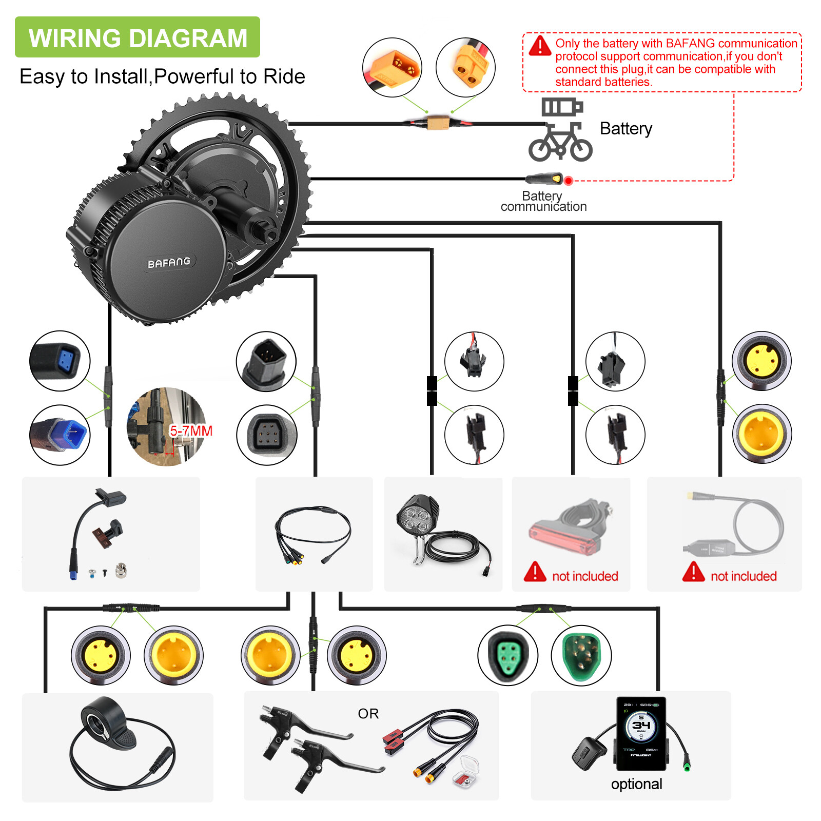 48V750W BAFANG BBS02B Mid Drive 68mm Motor Kits Ebike Conversion Kit 17.5 20Ah