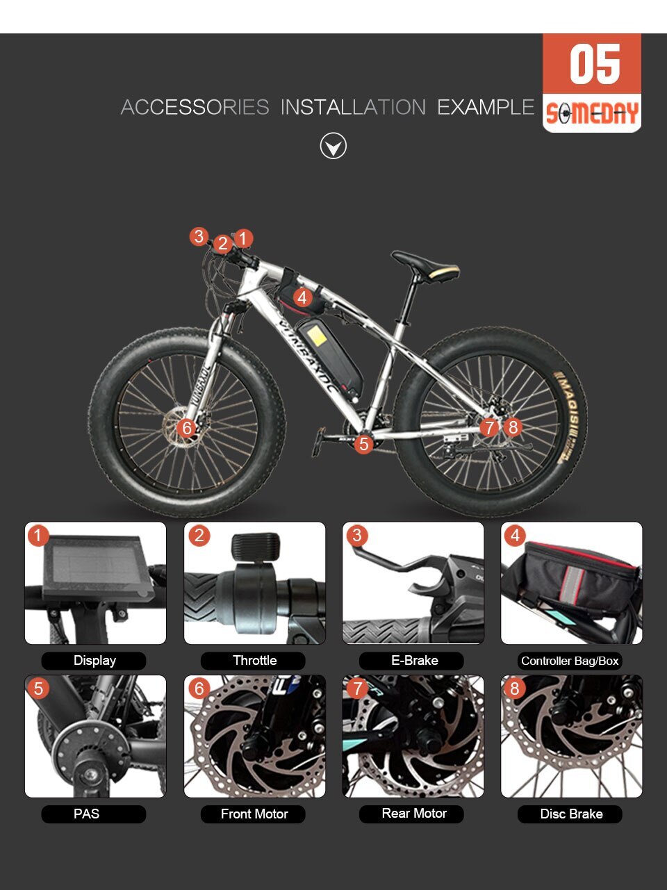 48V 1500W Front Hub Motor Wheel 20-29Inch/700C for Electric Bike Conversion Kit