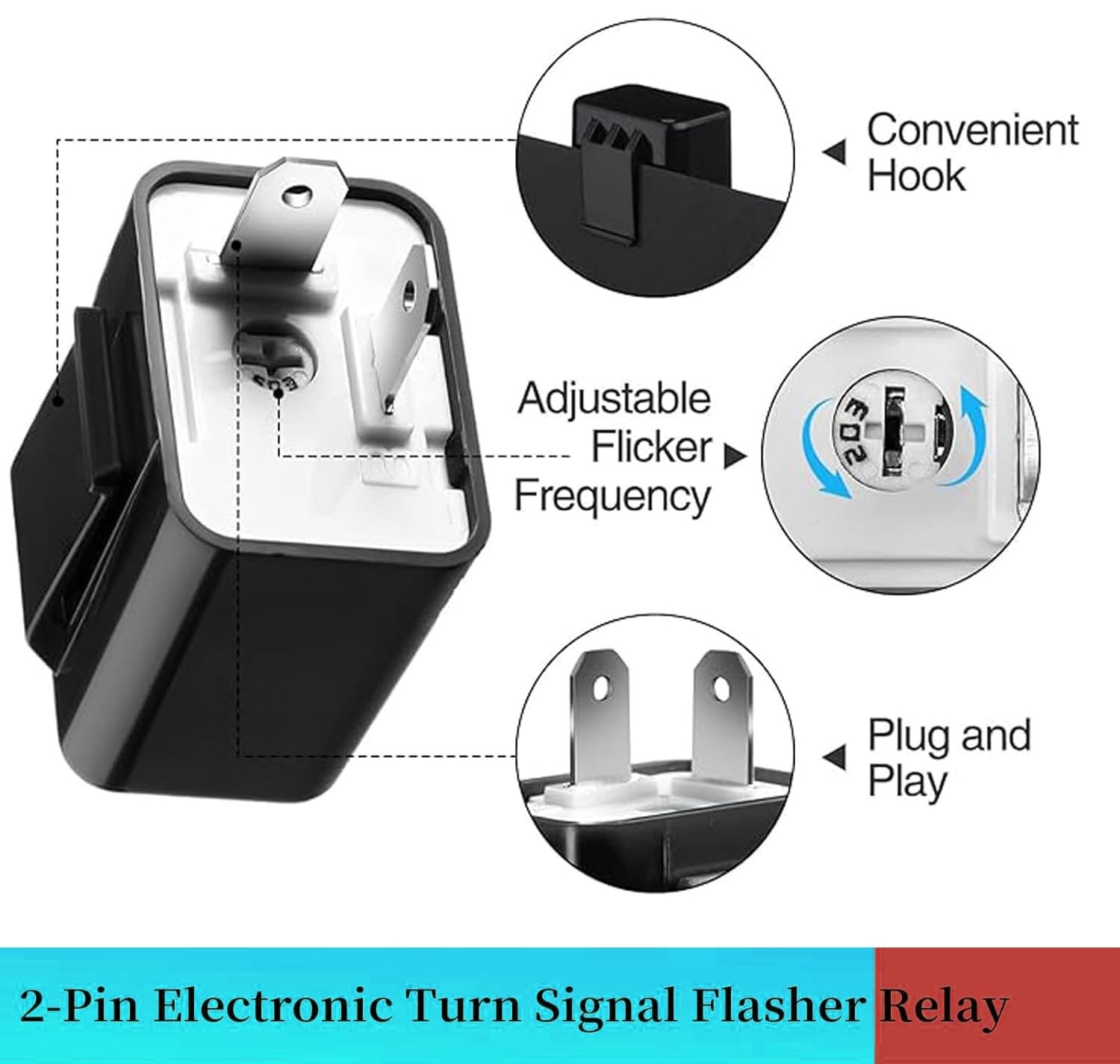 12V Speed Adjustable 2 Pin Direct Replacement Compatible LED Electronic Flasher