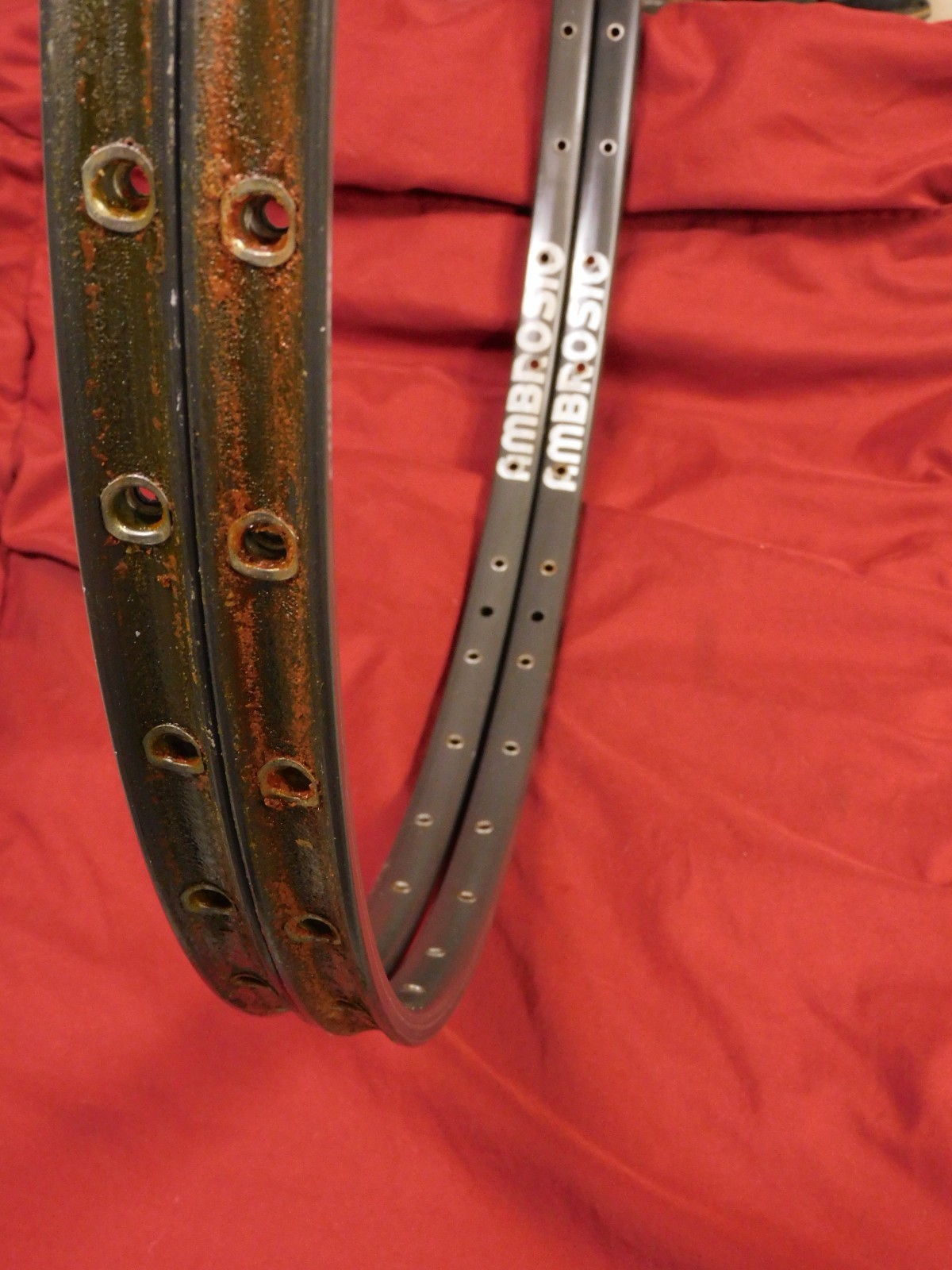 2 Vintage Ambrosio Synthesis Durex Super Professional Tubular Rims 36H @ 435 gr