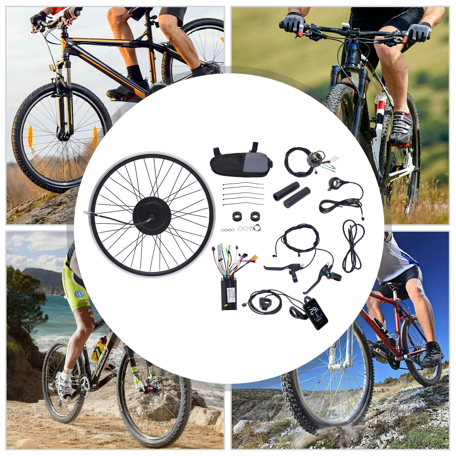 24″ 500W 36Volt E-Bike Front Wheel Electric Bicycle LCD Hub Motor Conversion Kit