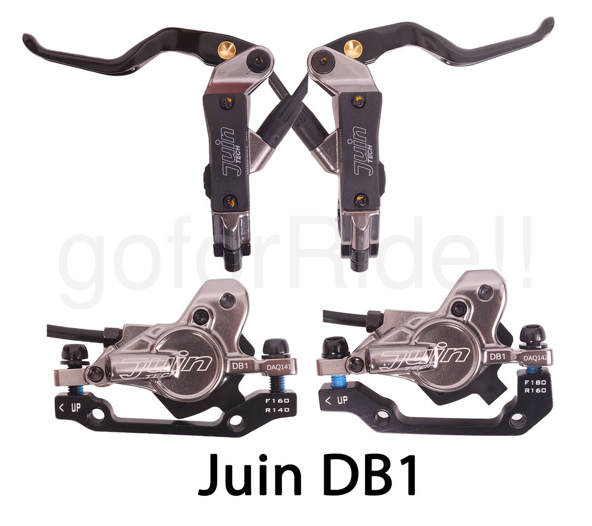 Juin Tech DB1 MTB Mountain Bike Bicycle Disc Brake Set Black/Red ..+160mm Rotors