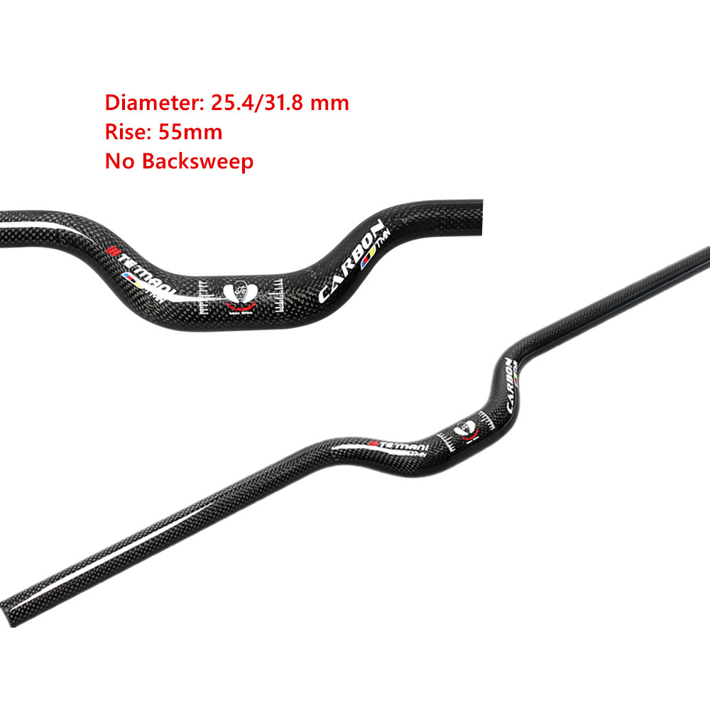 3K Full Carbon Handlebar 25.4/31.8mm Mountain Folding Bicycle Rise Bar 600-740mm