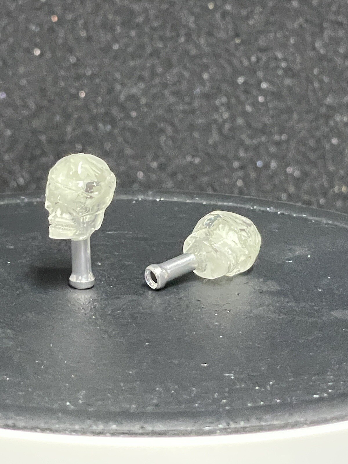 Clear Skull With Glow In The Dark Pot Leaf Brake Cable Ends For BMX Etc. (B100)