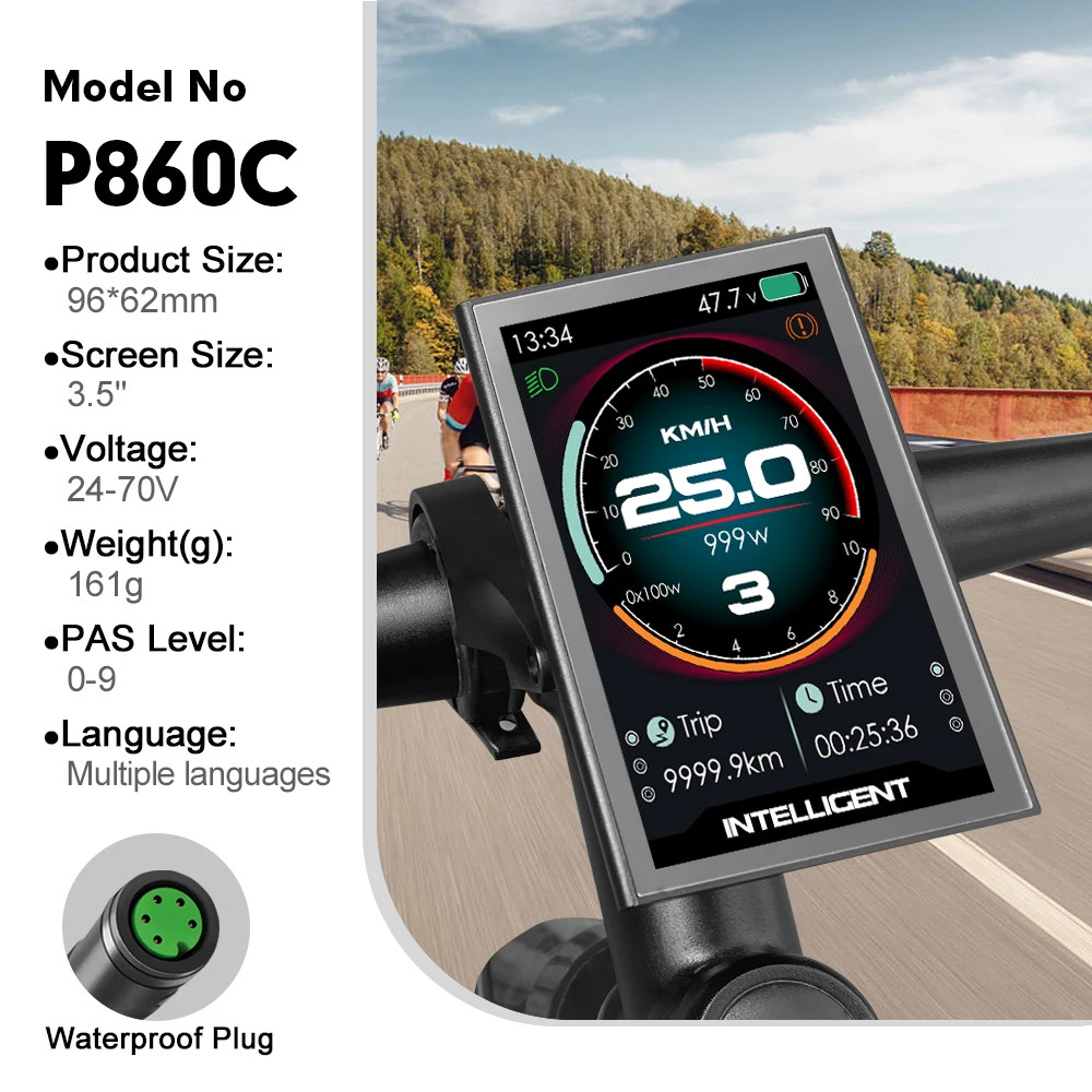 E-bike LCD Color Display Instrument 36V48V52V SW102T DZ40 600C BF-UART Protocol