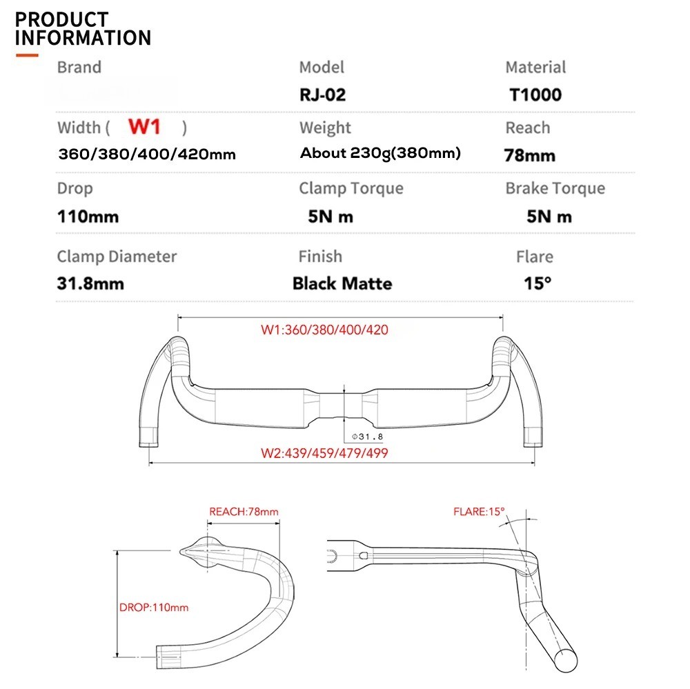 Carbon Aero Gravel Bike Handlebar Full Internal Cable 31.8mm Drop Bar