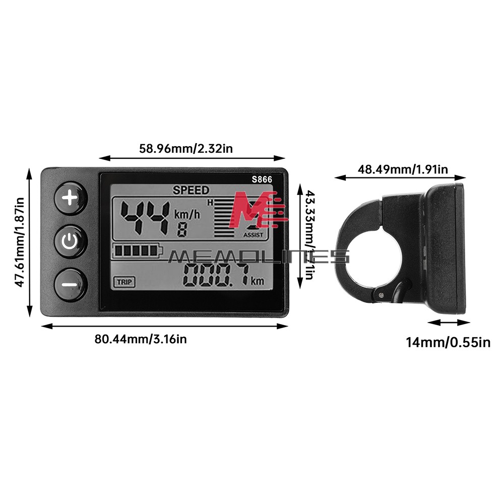 36V 48V 64V 40A 30A 20A Brushless Motor Controller E-Bike S866 LCD Display Meter