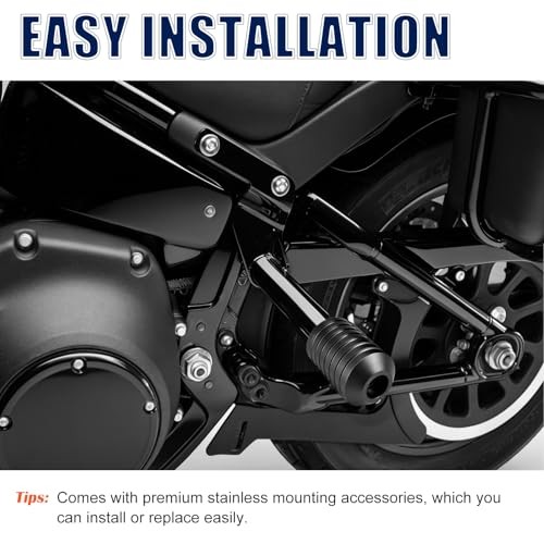 Softail Passenger Peg Crash Bars with CNC Slider End Gloss Black w/Black CNC