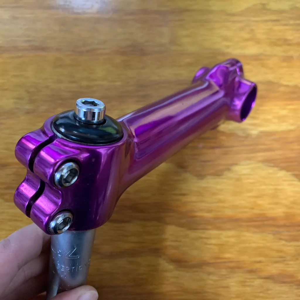 BICYCLE HANDLE BAR STEM FITS OLD SCHOOL MOUNTAIN BIKE 1990S PURPLE 21.1 NOS