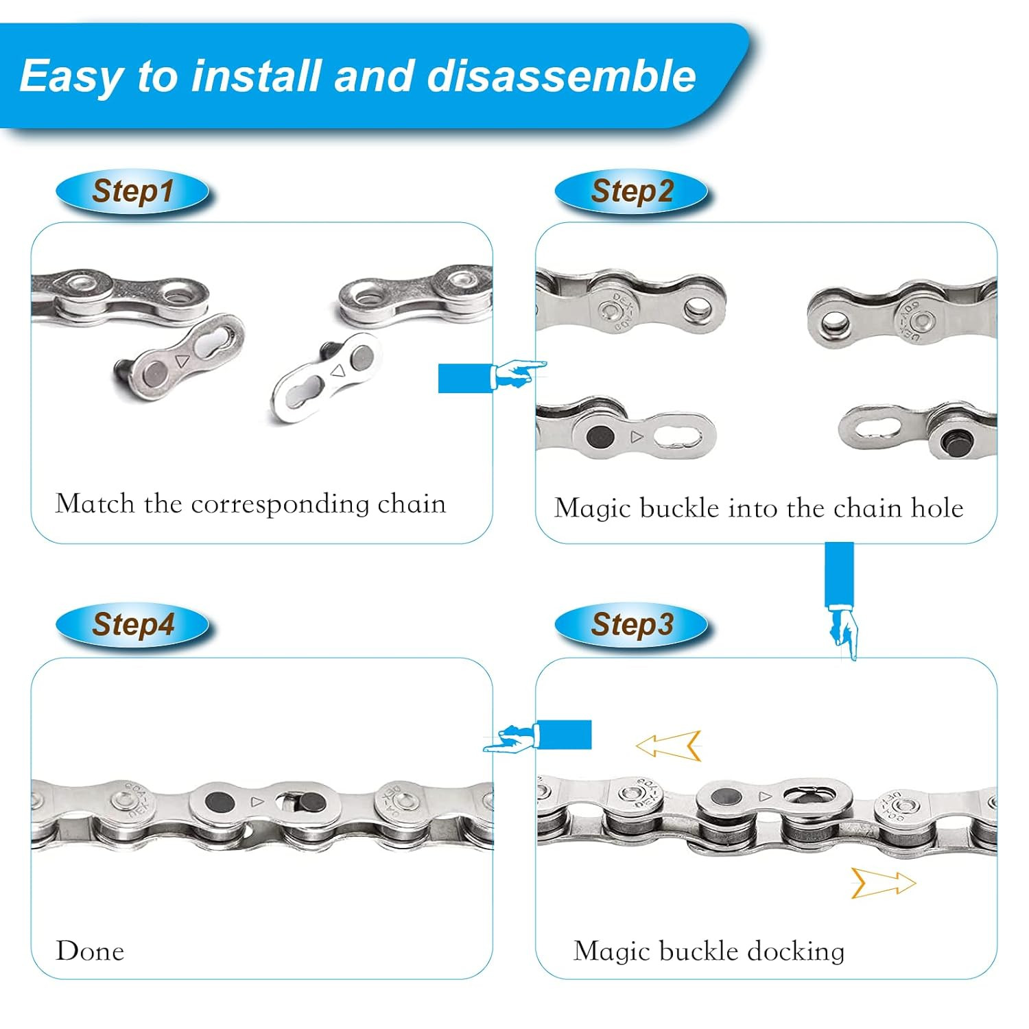 8 Pairs 6/7/8/9/10 Speed Bicycle Chain Connector Missing Link for MTB/Road/BM…