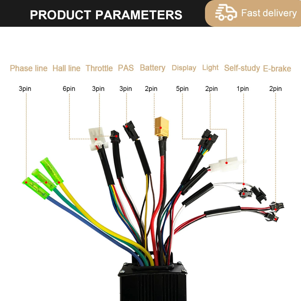 Ebike Controller 17A – 40A Three-Mode Sine Wave 24V36V48V Brushless Controller