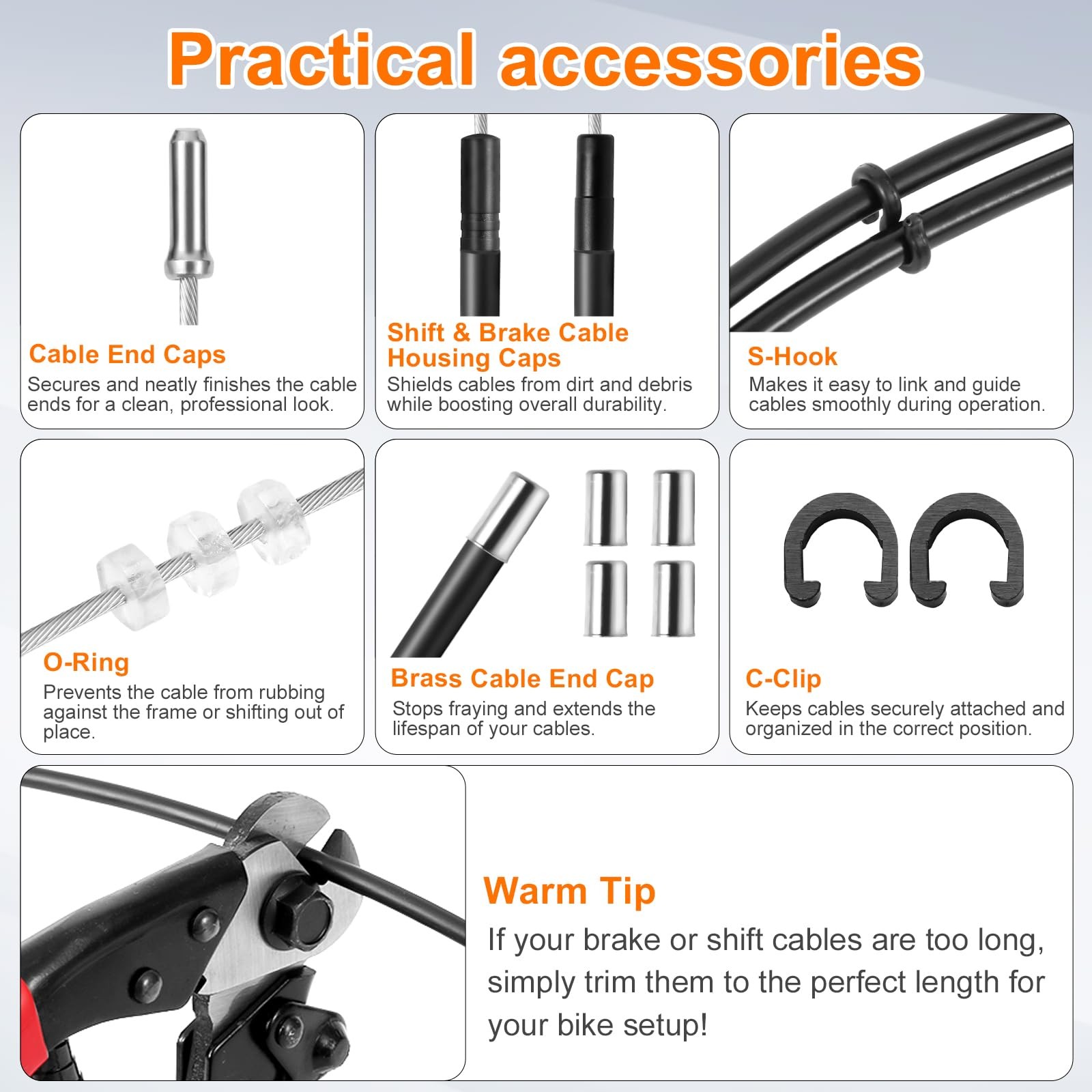 Bike Brake Cable Kit with Stainless Steel Bike Cable Cutter, Brake Cable and …