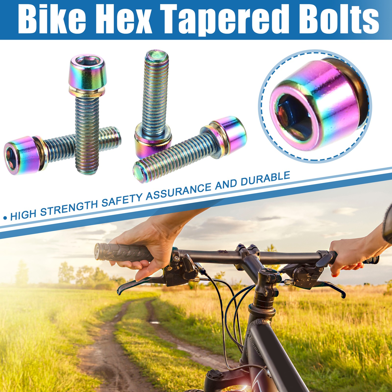 6 Pcs Bicycle Stem Screws for Bike Bicycle Stem M5x20mm Steel Assorted Color