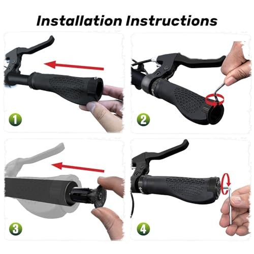 Bike Handlebar Grips, Multi Black, Black Rings, With Aluminium End Caps