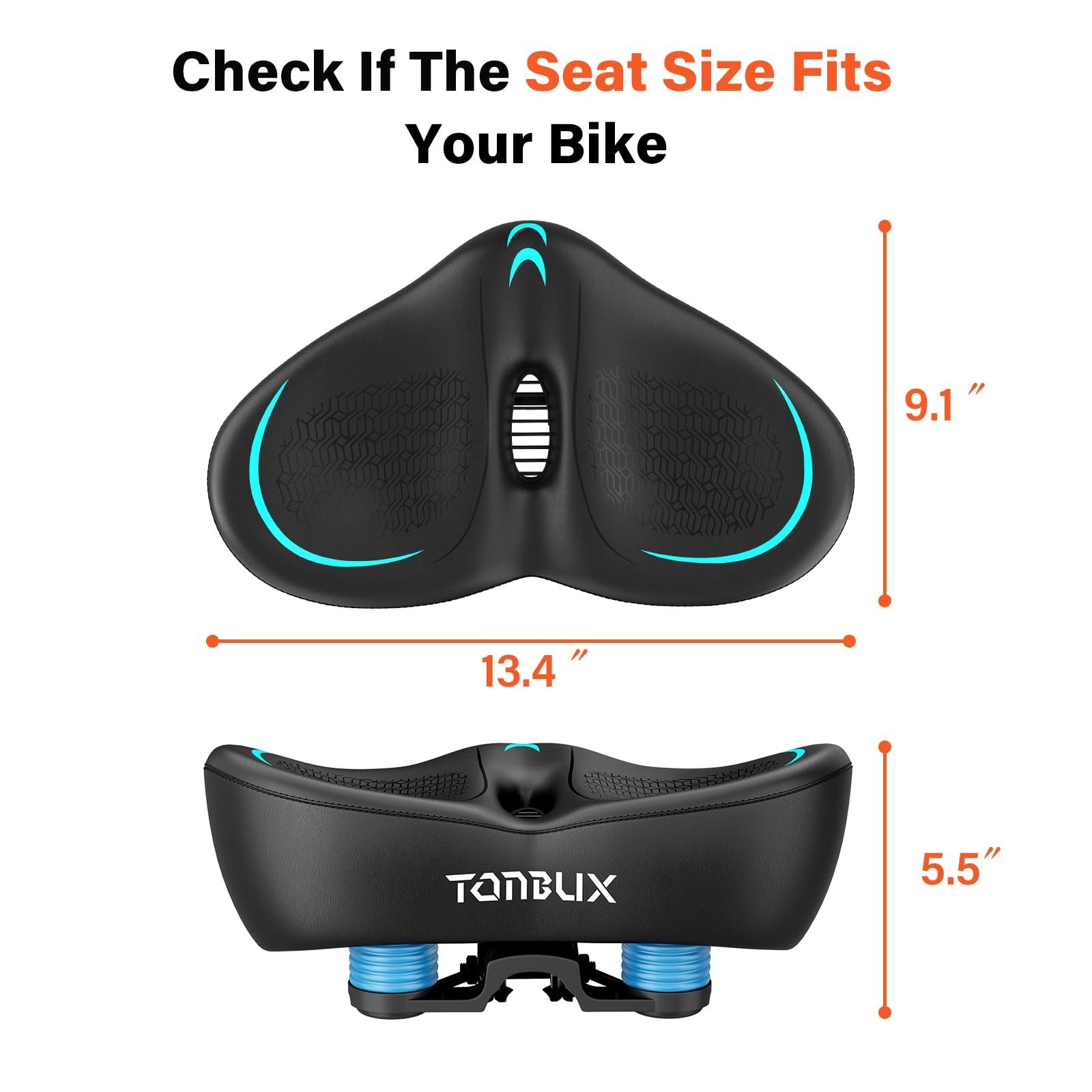 Comfortable Wide Bike Seat Cushion for Men & Women, 6cm Padding, Large Peloton &