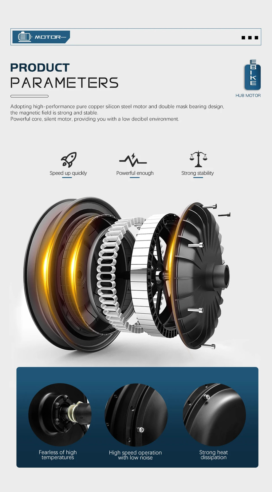 E-bike Conversion Kit 48V 1000W Front Brushless Gearless Hub Motor Wheel