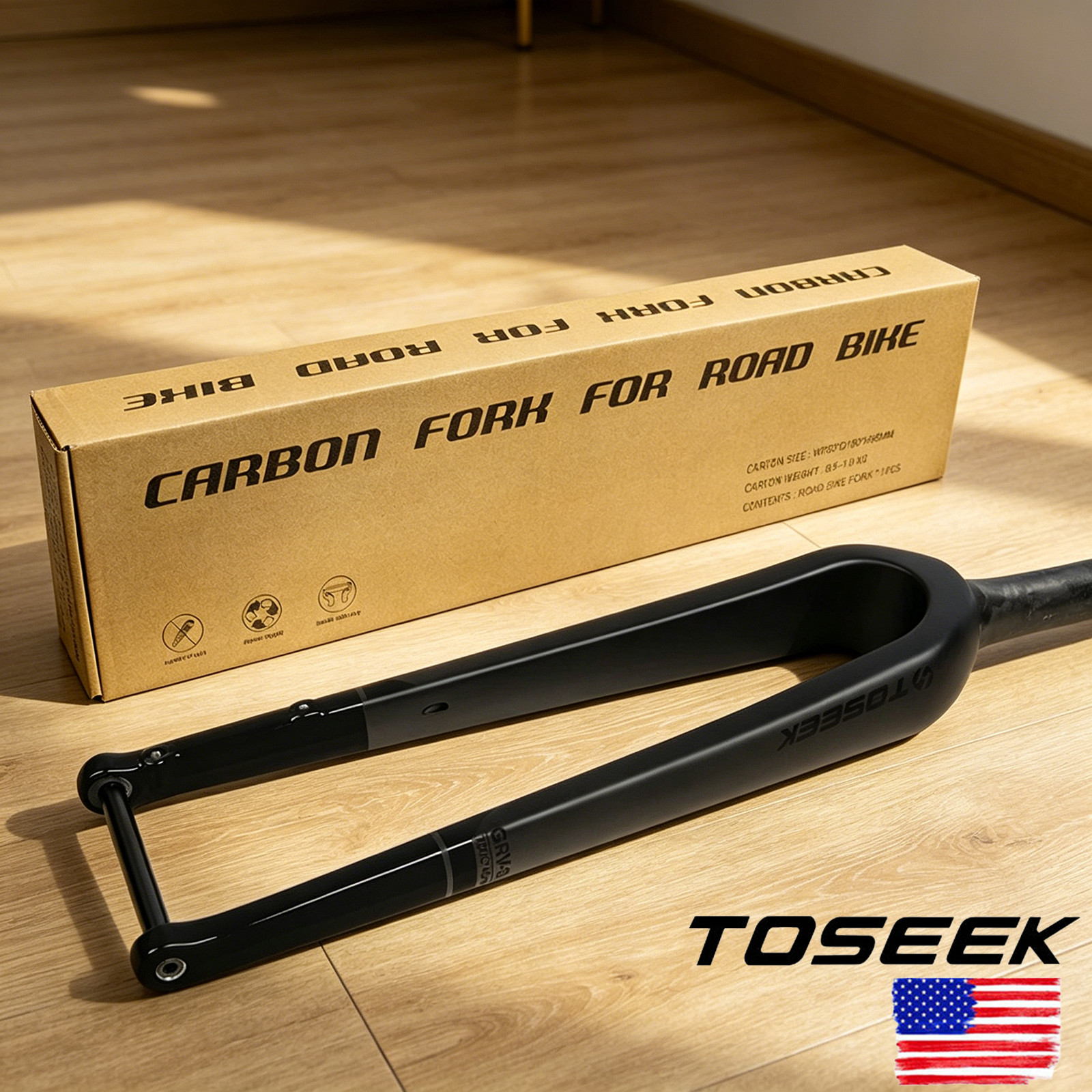 TOSEEK 700C Rigid Carbon Fiber Gravel MTB Bike Fork Tapered Disc Brake 100*12mm