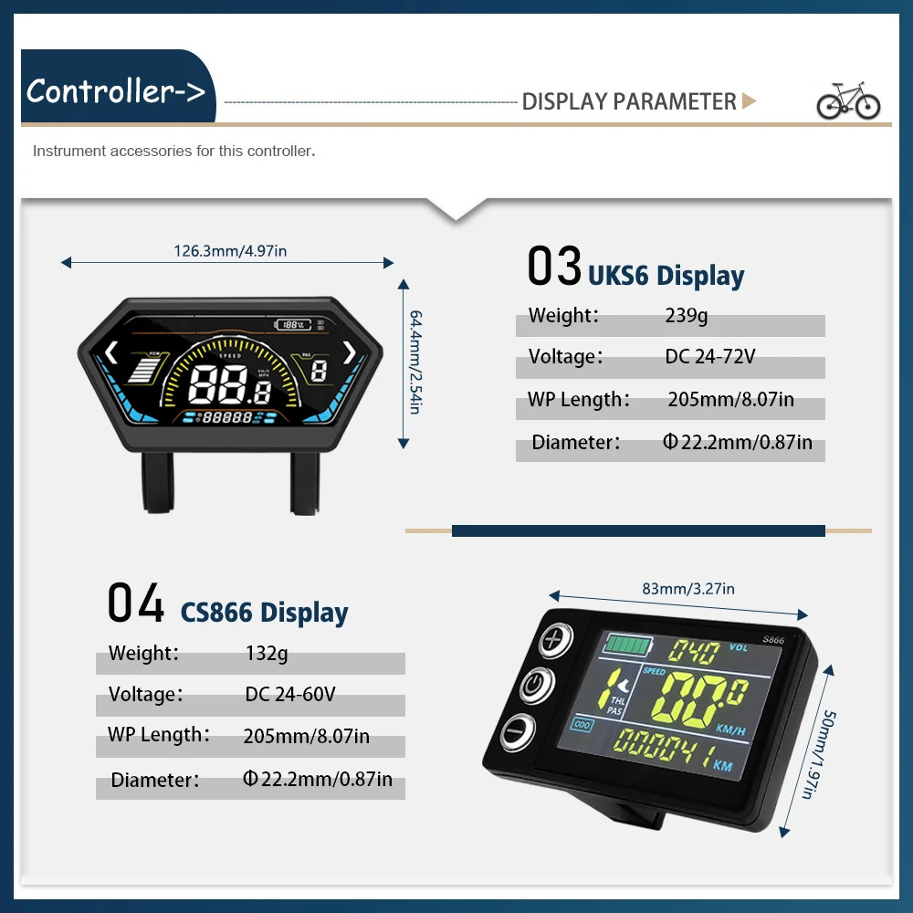 E-bike 26A Waterproof Three Mode Sinewave Controller 24V/36V/48V with Display