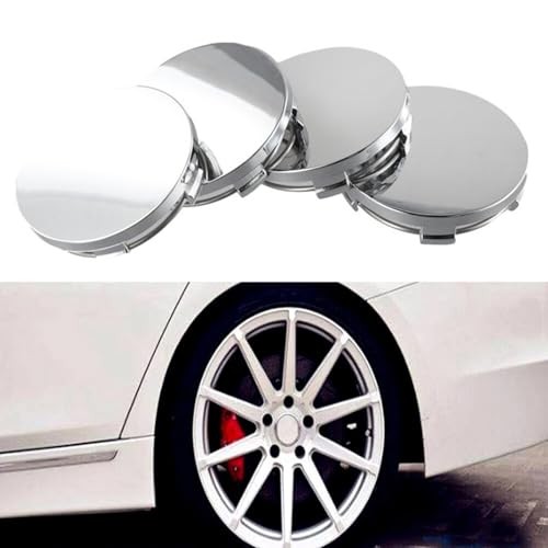 4 PCS Wheel Center Caps Outer 69mm 2.72″ Inner 64mm 2.52″ Compatible Silver