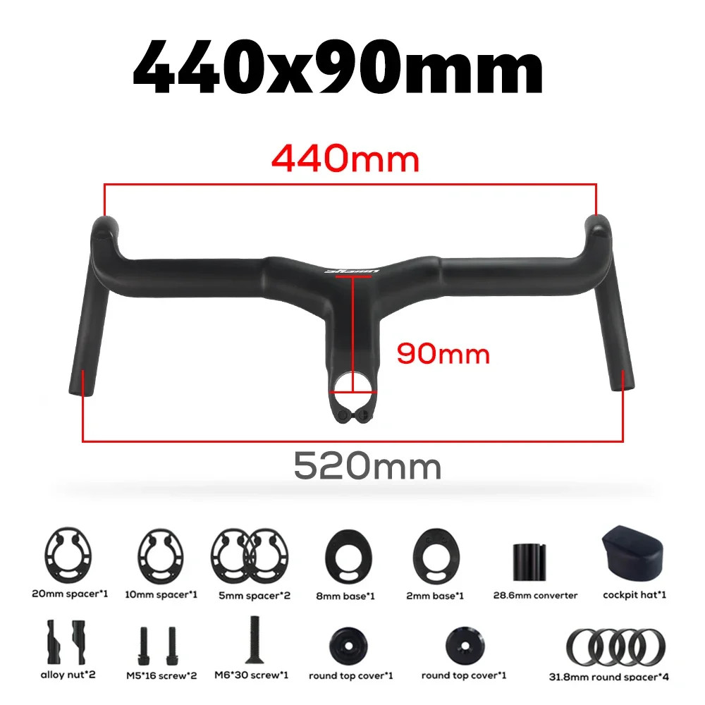Full Carbon Fiber Integrated Road Bicycle Handlebar -6 Degree 31.8mm Clamp