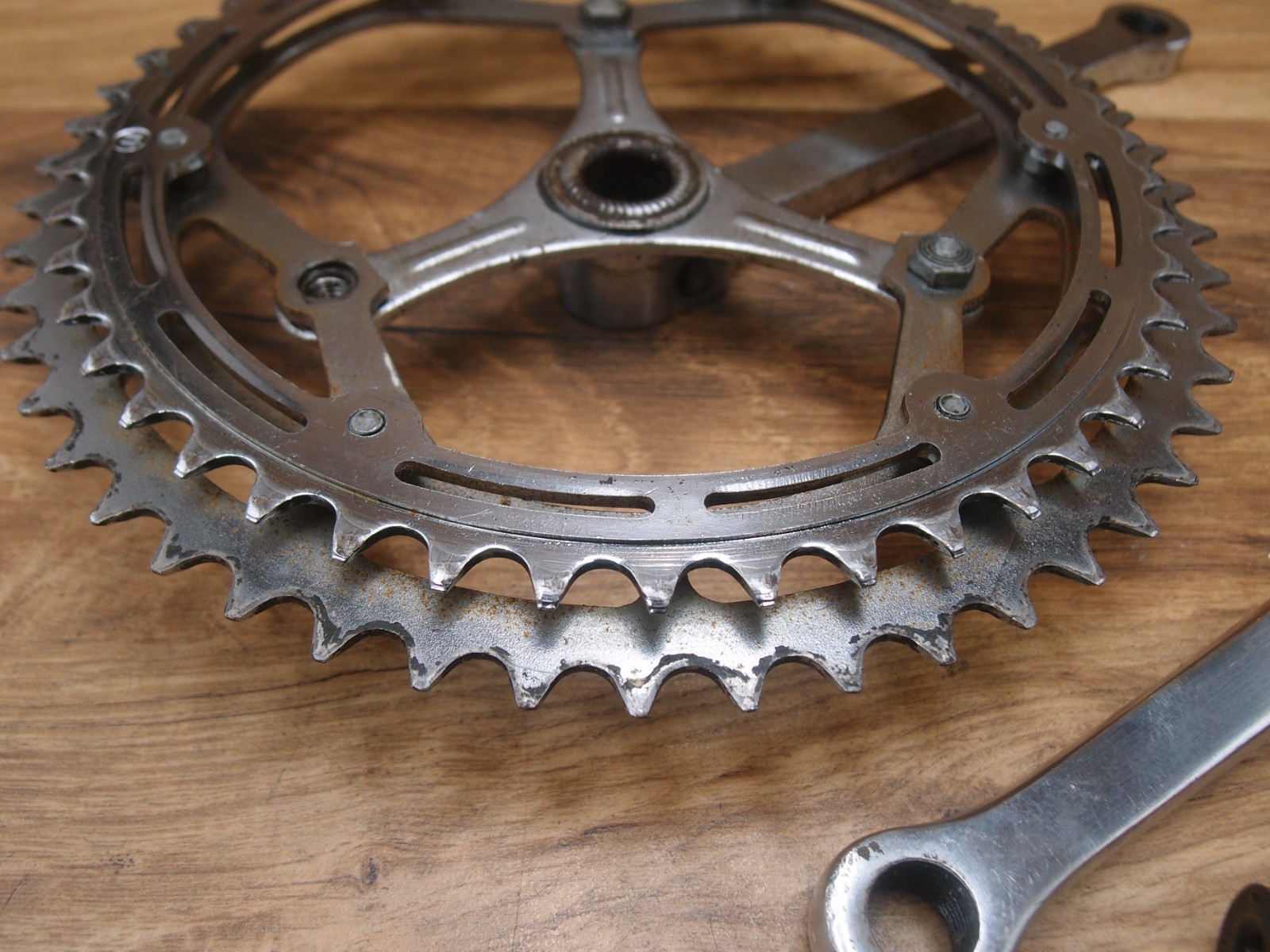 cottered crankset NERVAR made in France 52/47 T 170 mm + bottom bracket 1960’s