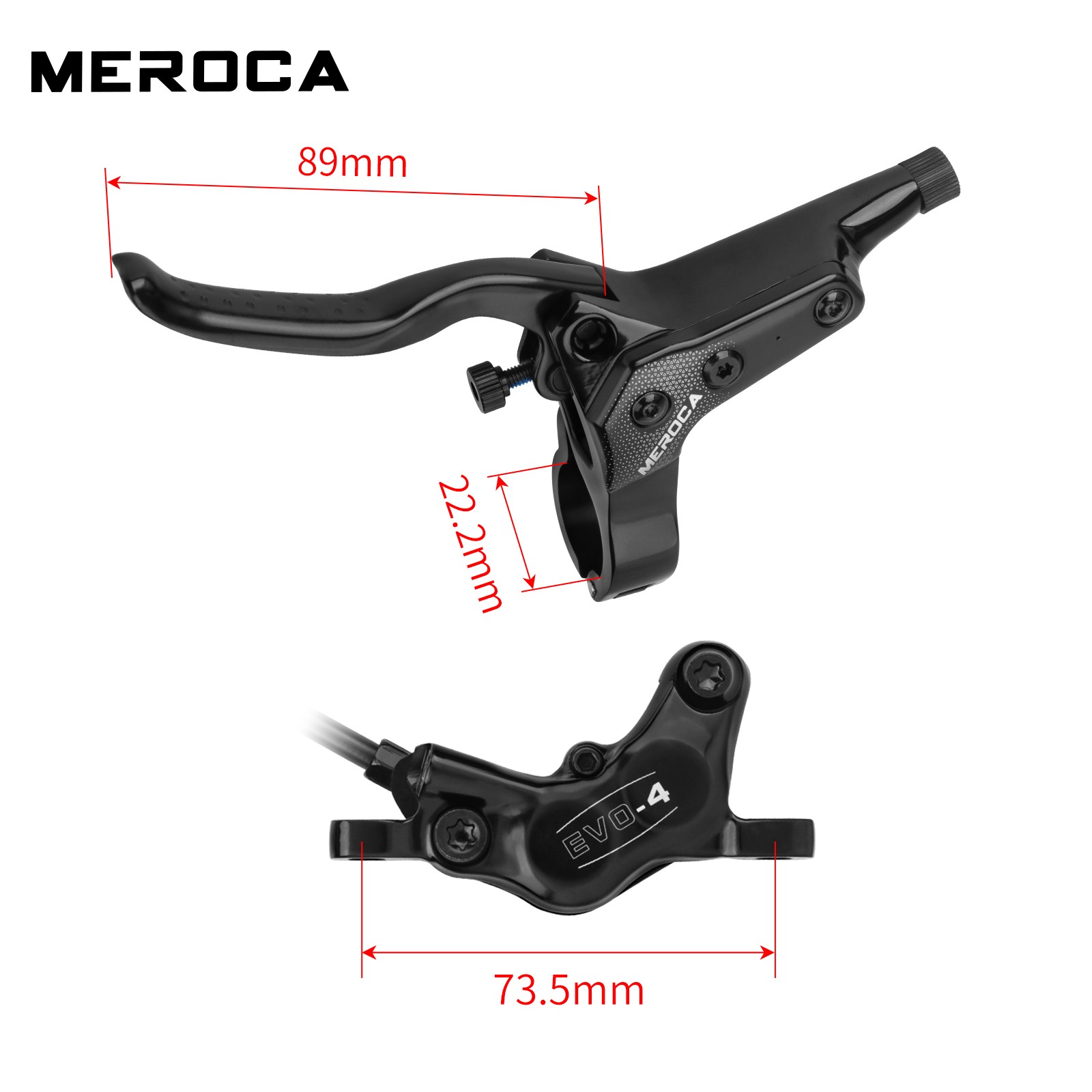 MEROCA 4-Piston Hydraulic Disc Brake Set For Mountain Bike Front/Rear 850/1550mm