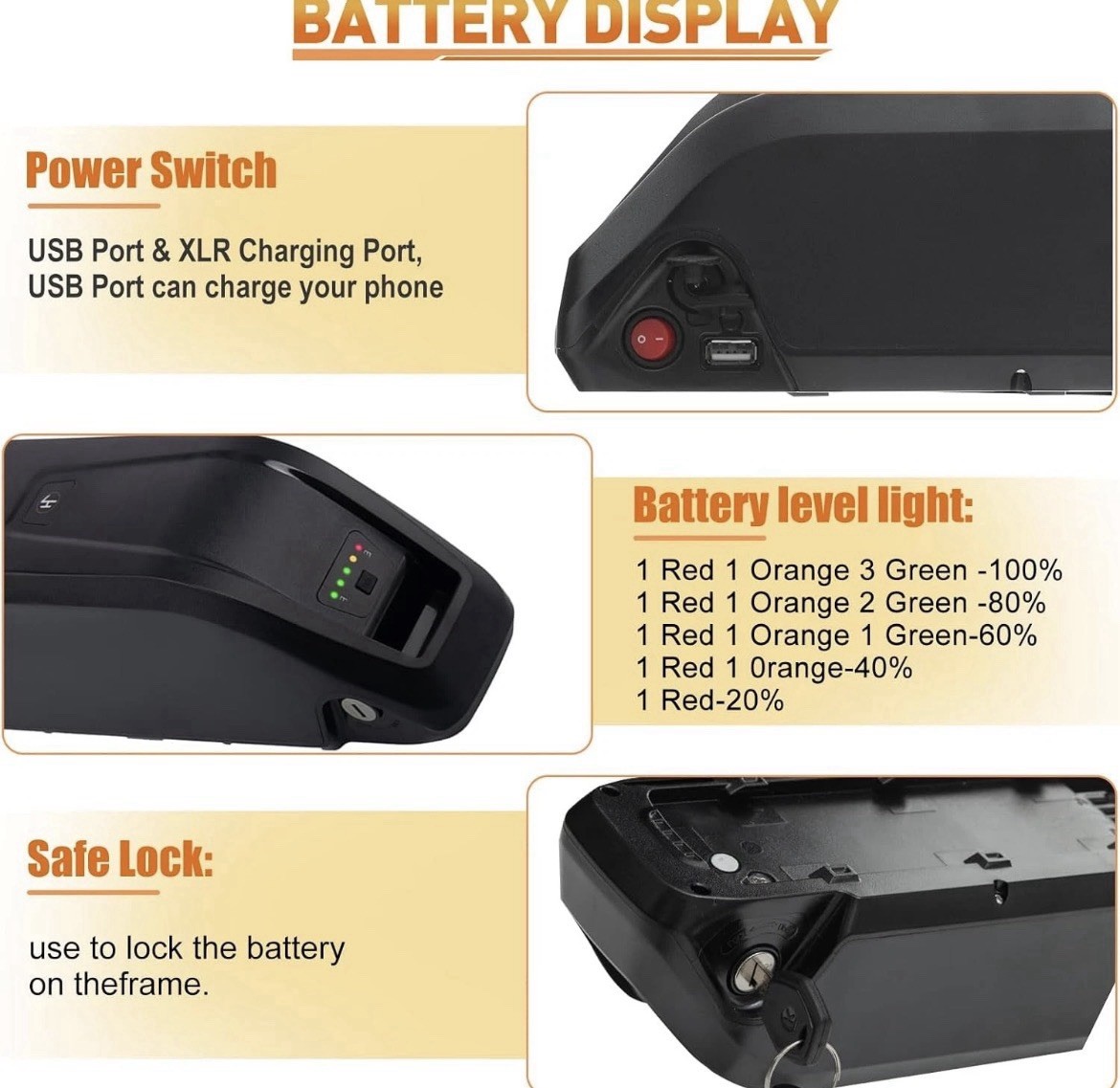 NEW 36V 15Ah Battery Ebike Electric Bike Bicycle Scooter 5 Pin LED Indicator 30A