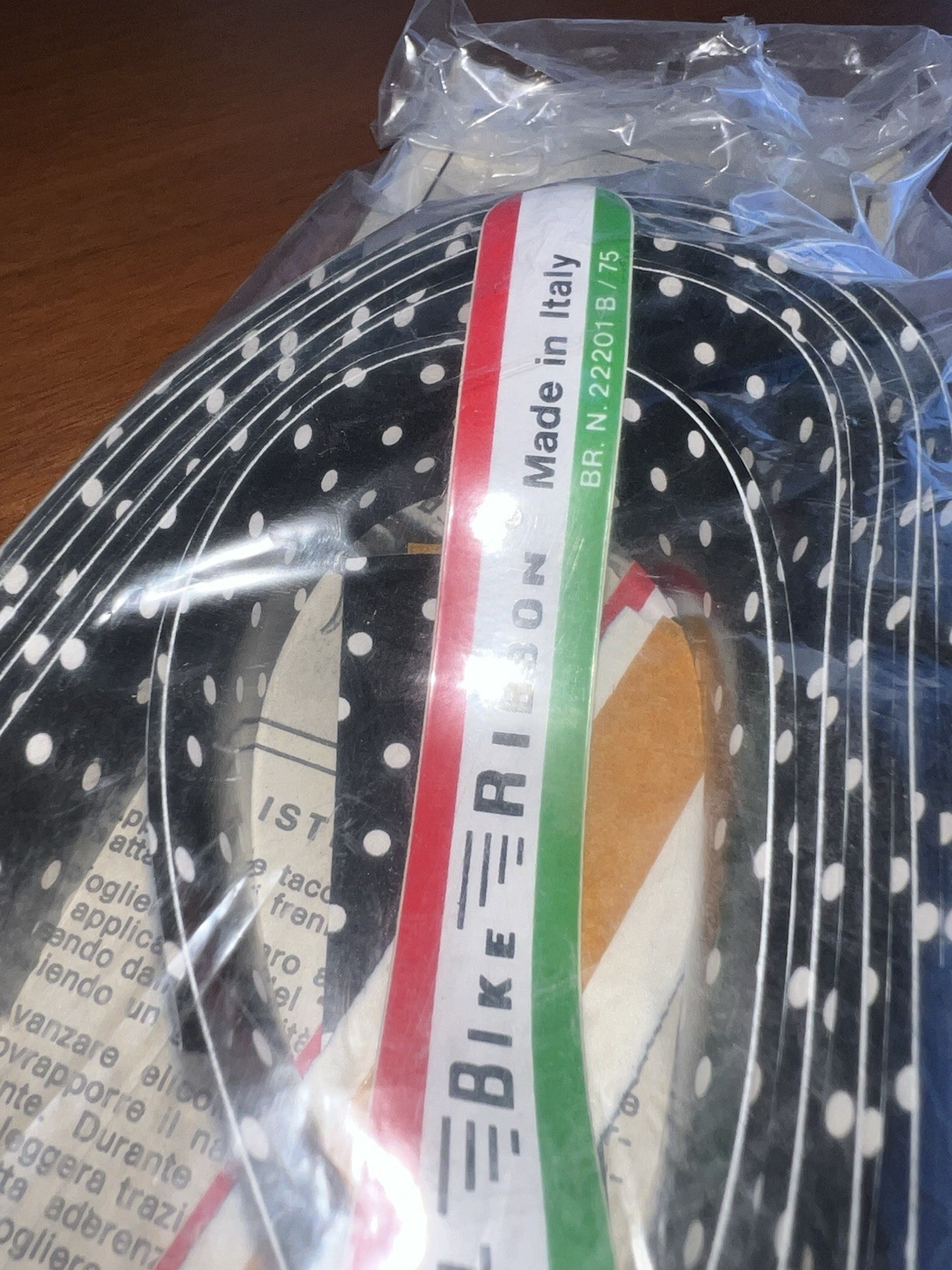 NEW/NOS Vintage Ambrosio Bike Ribbon Handlebar Tape – Black/White Polka Dot
