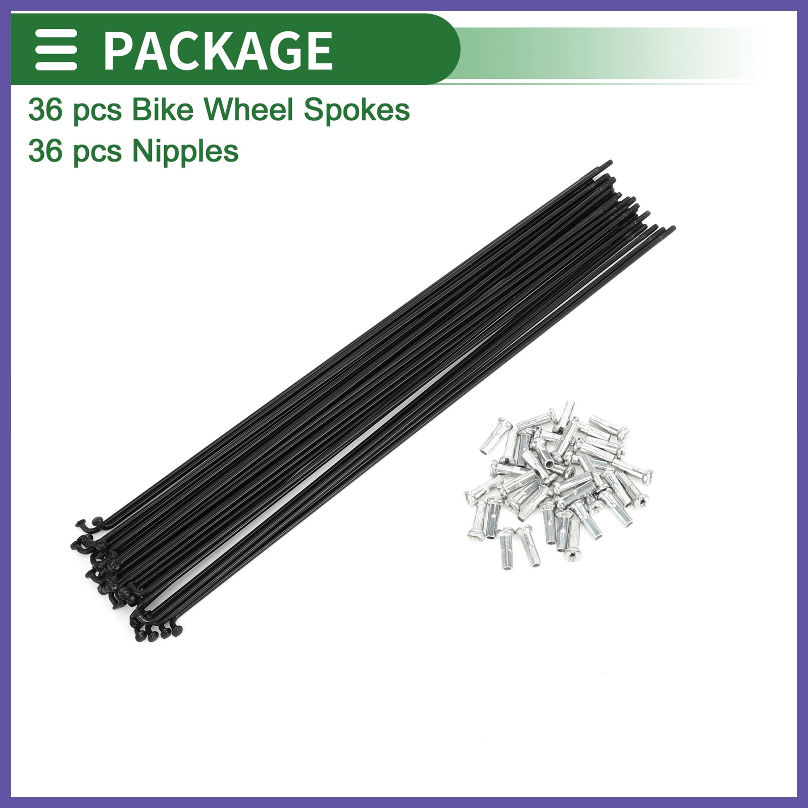 1Set 14G 255mm Length Bicycle Spokes Nipple Carbon Steel Black Universal