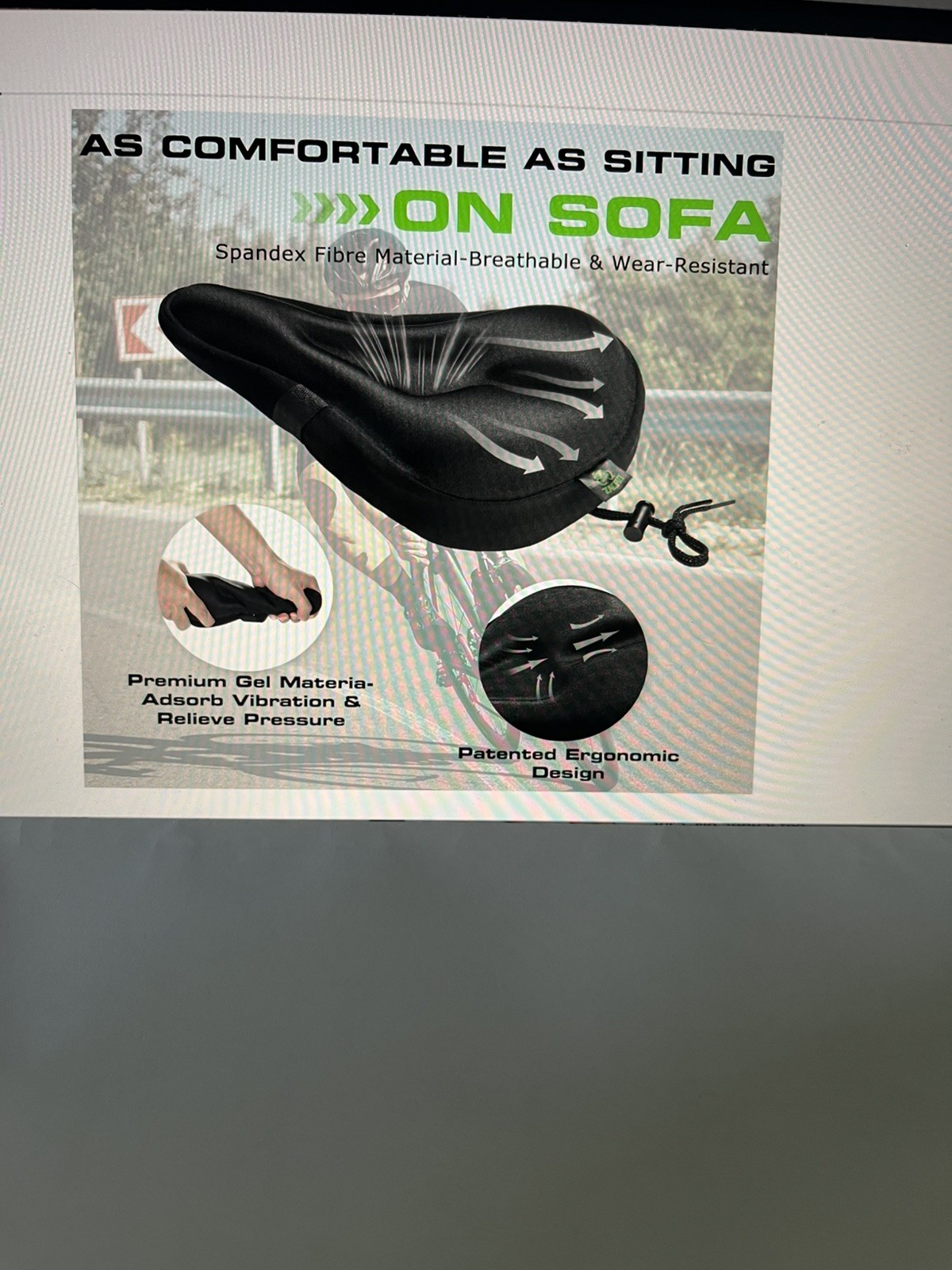 Bike Seat Cushion Padded Gel Seat Cover, Comfort Unisex for Indoor Outdoor Zacro