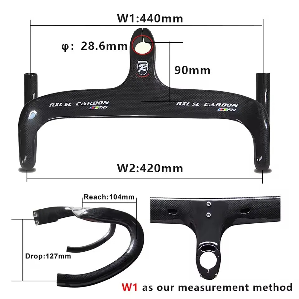 Carbon Road Bike Handlebar Integrated With Stem Internal Routing Drop Bar 28.6mm