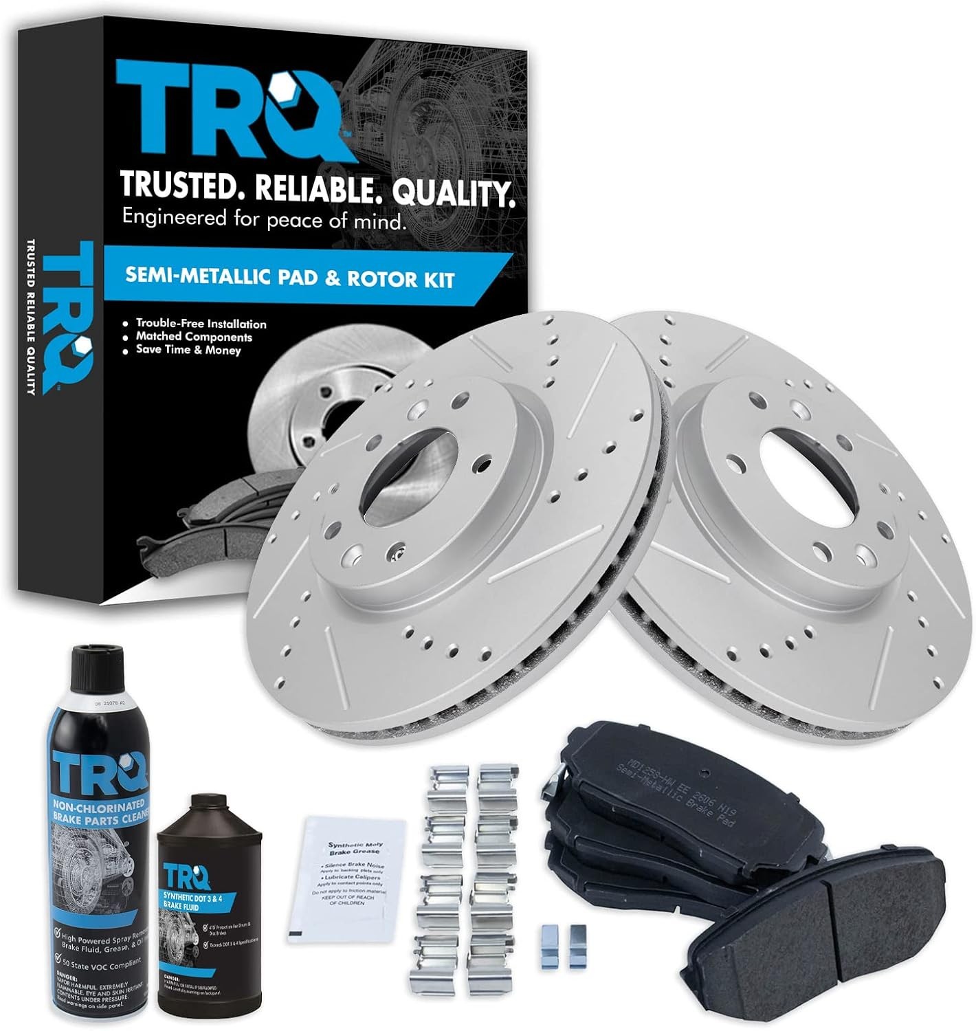 Front Brake Pad & Rotor Kit for Mazda SUV – Semi-Metallic, Slotted Drilled