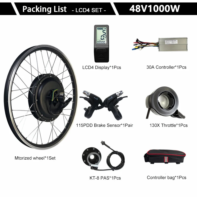48V 1000W Electric Bicycle 20-29inch 700C Front Rear Hub Motor Wheel Kit