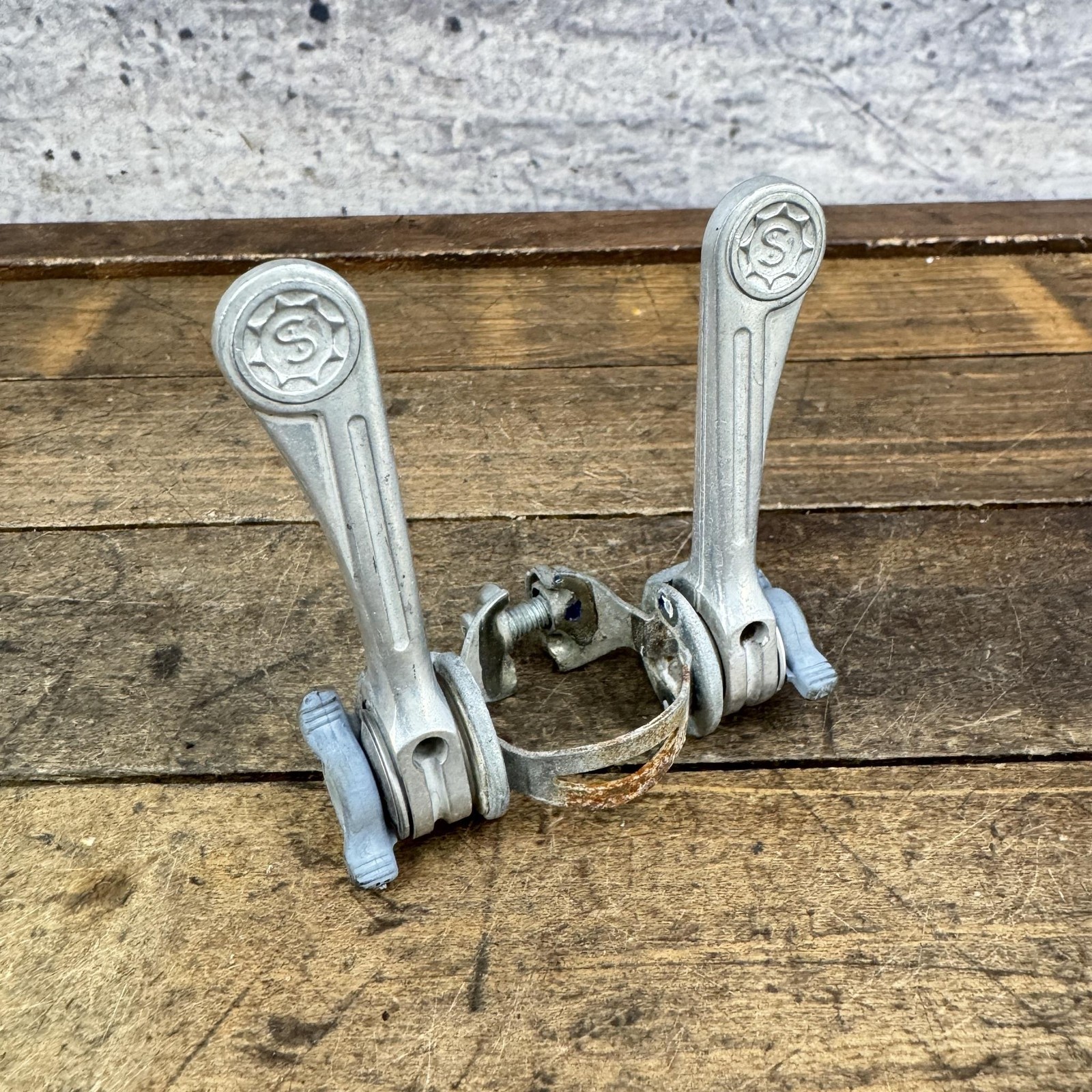 Vintage Simplex Shifter Set Down Tube 28.6 Clamp Silver Road Bike Touring Eroica